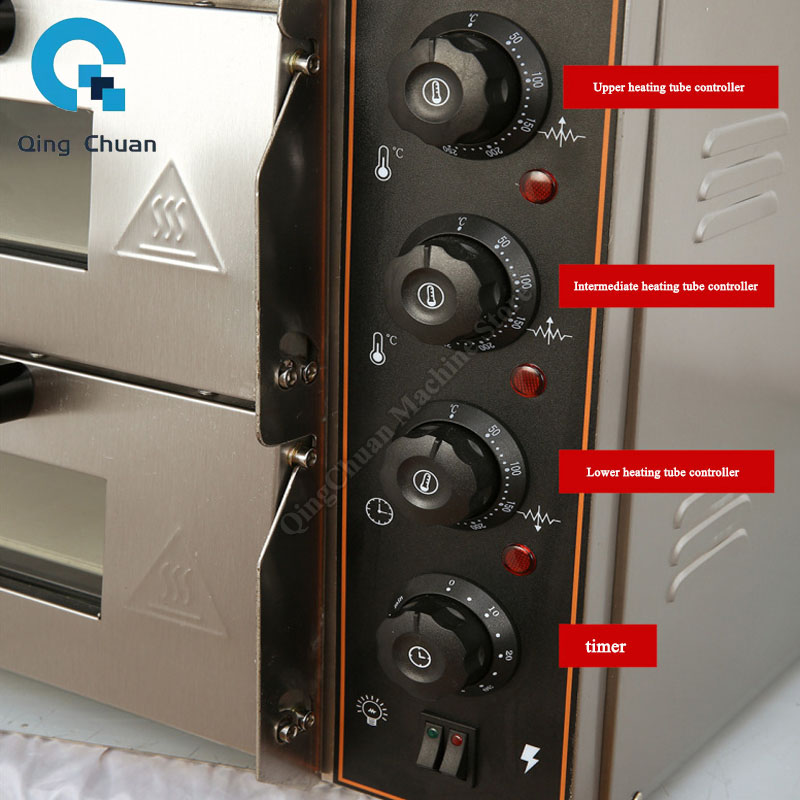 Commercial Kitchen Oven - เตาอบพิซซ่าไฟฟ้าเชิงพาณิชย์ อุปกรณ์อบอาหาร เตาอบพิซซ่าแบบชั้นเดียวและสองชั้น