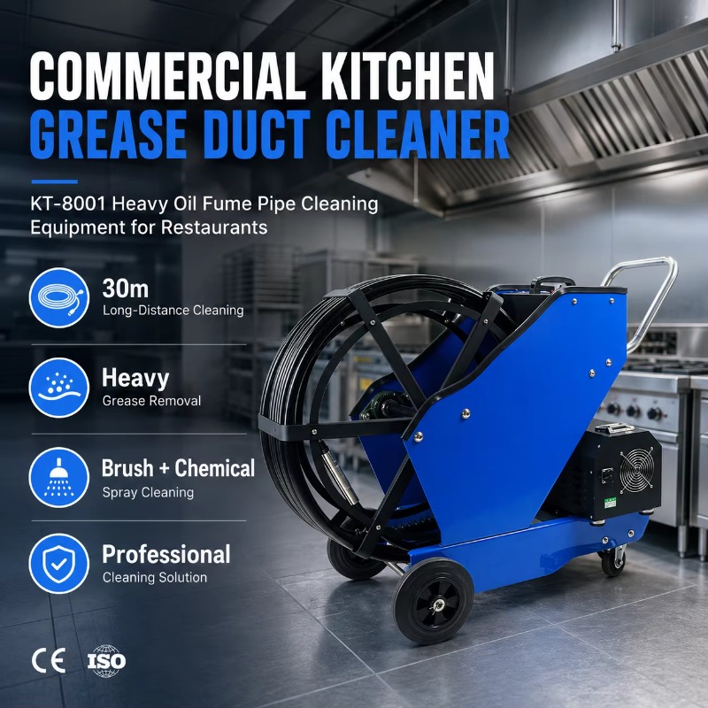 Commercial Kitchen Grease Cleaner - เครื่องทำความสะอาดท่อระบายคราบไขมันในครัวเชิงพาณิชย์ KT-8001 อุปกรณ์ทำความสะอาดท่อระบายควันน้ำมันหนักสำหรับร้านอาหาร