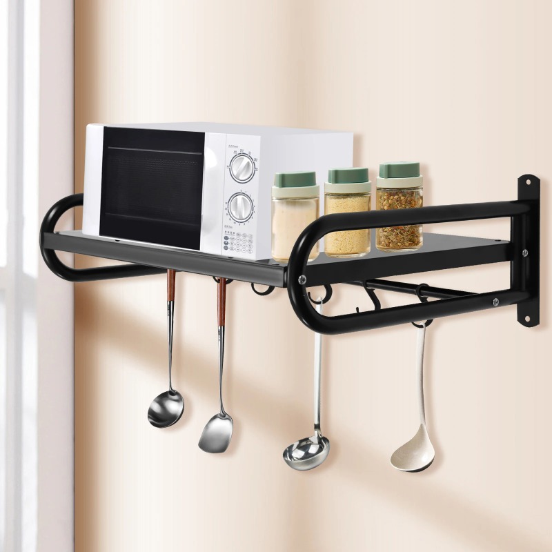 Commercial Kitchen Wall Shelves - ชั้นวางเตาอบไมโครเวฟแบบติดผนัง, เหล็กคาร์บอนทนทาน, ชั้นวางขนาดใหญ่สำหรับจัดระเบียบห้องครัว, ติดตั้งง่ายด้วย