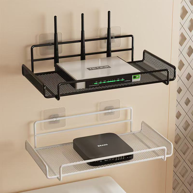 Commercial Kitchen Wall Shelves - ชั้นวางเราเตอร์ติดผนังสแตนเลส ไม่ต้องเจาะ ชั้นเก็บอุปกรณ์ WiFi สำหรับบ้าน ห้องน้ำ