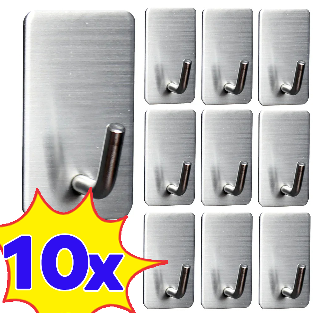 Commercial Kitchen Wall Shelves - 1-10 ชิ้นตะขอกาวตนเองสแตนเลสหนักตะขอแขวนผนังห้องน้ําออแกไนเซอร์ชั้นวางผ้าขนหนูอเนกประสงค์ชั้นวางห้องครัวชั้นวาง