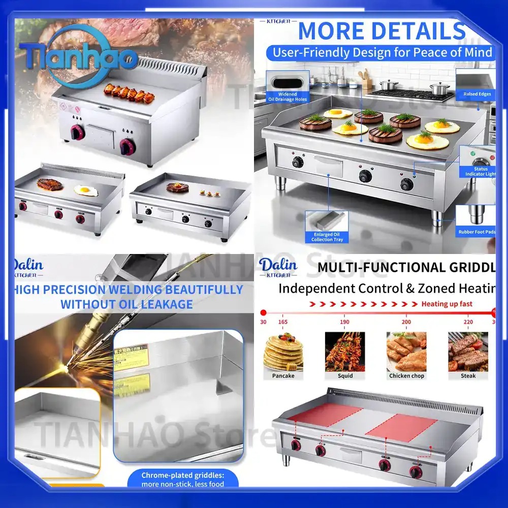 Commercial Kitchen Griddle - เตาไฟฟ้าสแตนเลสคุณภาพสูงแบบแผ่นเรียบเคลือบสารกันติด สำหรับครัวเชิงพาณิชย์ เหมาะสำหรับโรงแรมและร้านอาหาร