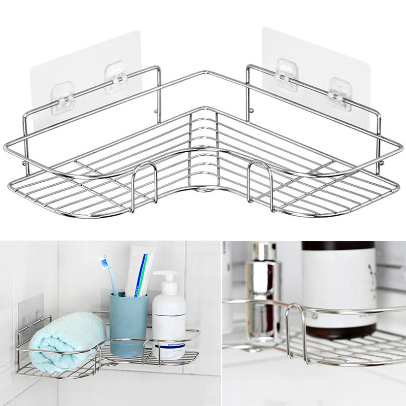 Commercial Kitchen Wall Shelves - ครัวเรือนห้องน้ำชั้นเก็บสแตนเลสสามเหลี่ยมทนทานสบู่แชมพูชั้นวางสำหรับห้องครัวอุปกรณ์ในร่ม