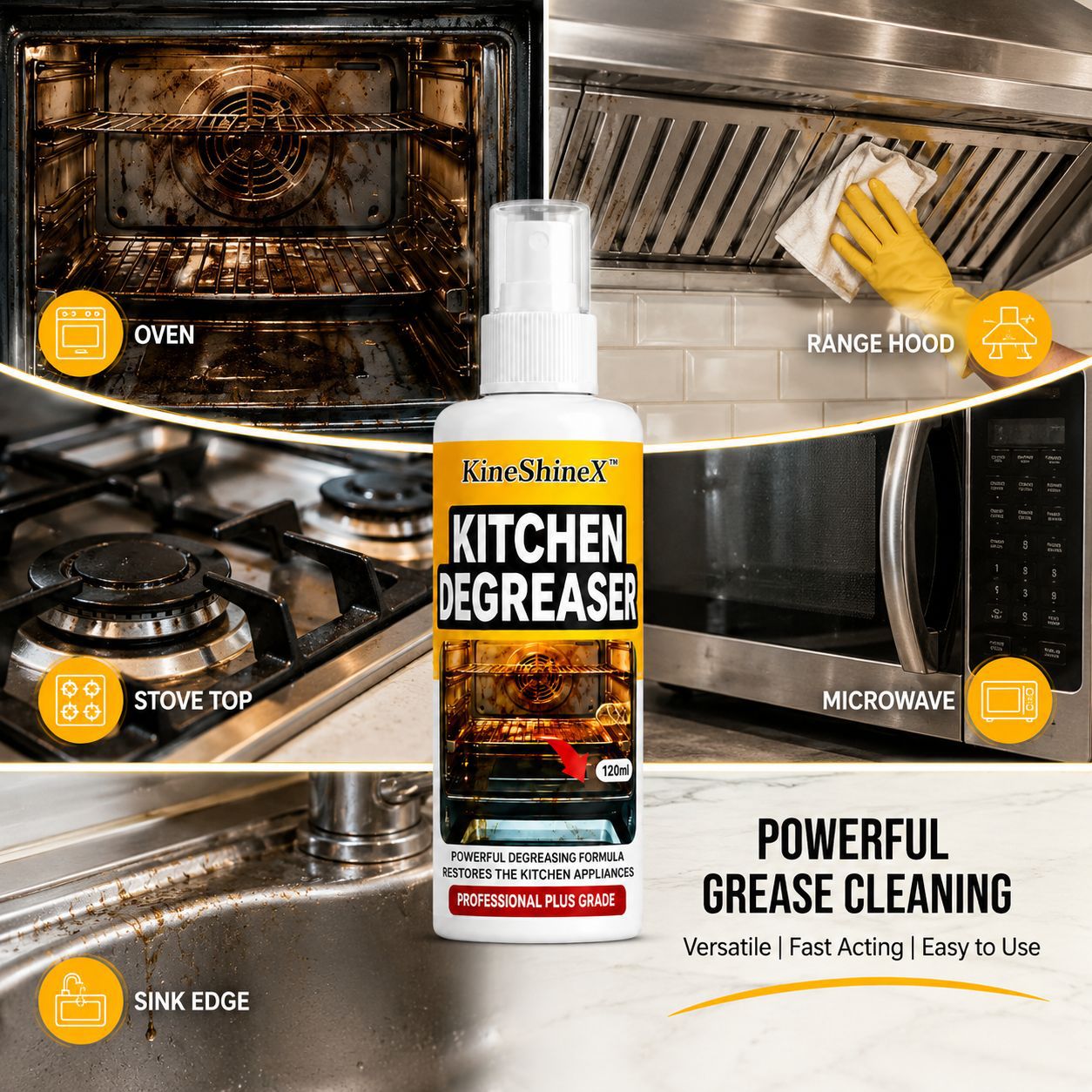 น้ำยาขจัดคราบไขมันในครัว สเปรย - Commercial Kitchen Grease Cleaner บทวิจารณ์และราคา
