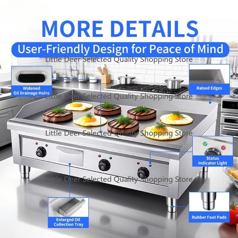 เตาปิ้งย่างแบบแบน ขนาด 16 มม.  - Commercial Kitchen Griddle บทวิจารณ์และราคา