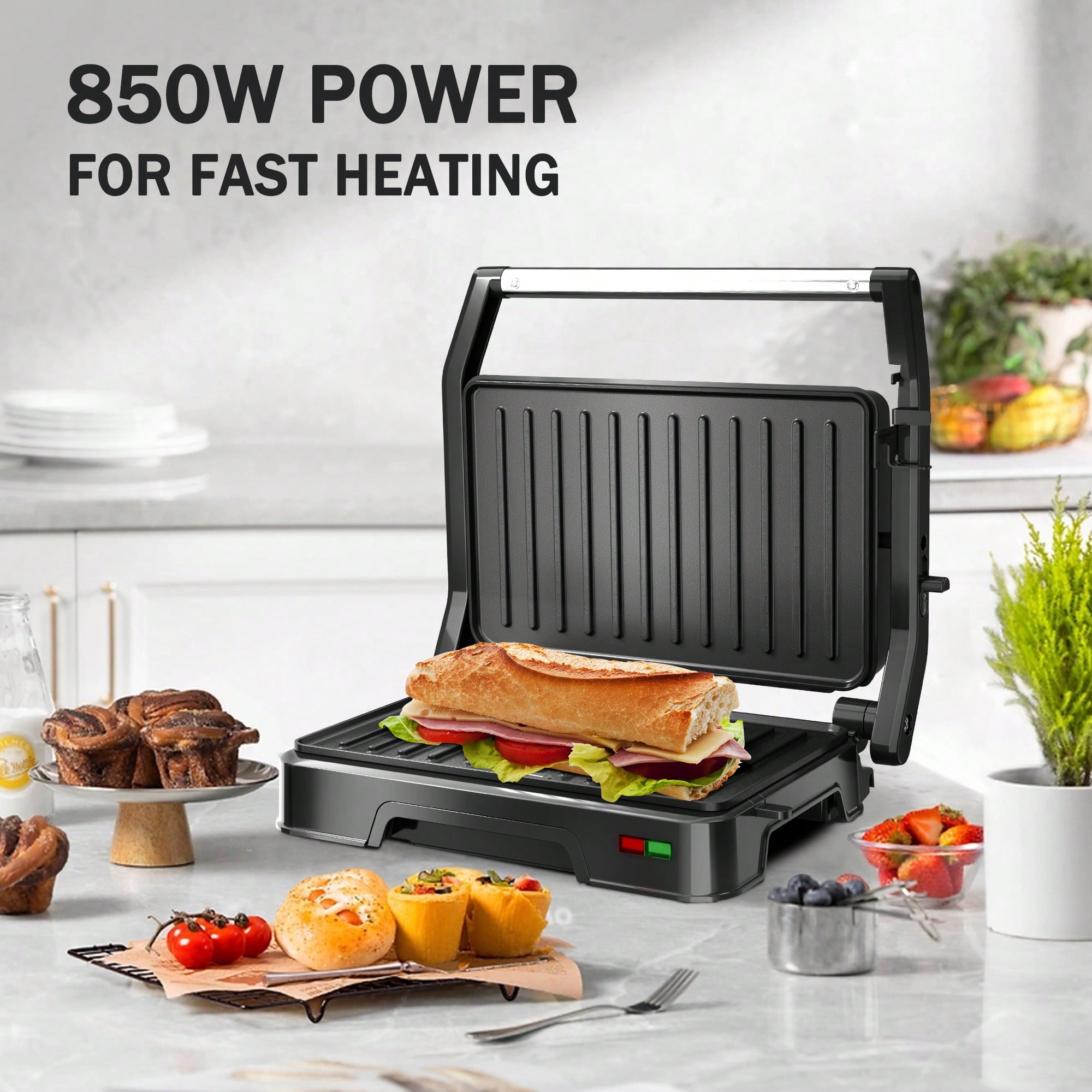 เครื่องทำแซนด์วิชแบบกด 2 ช่อง, - Sandwich Press Panini บทวิจารณ์และราคา