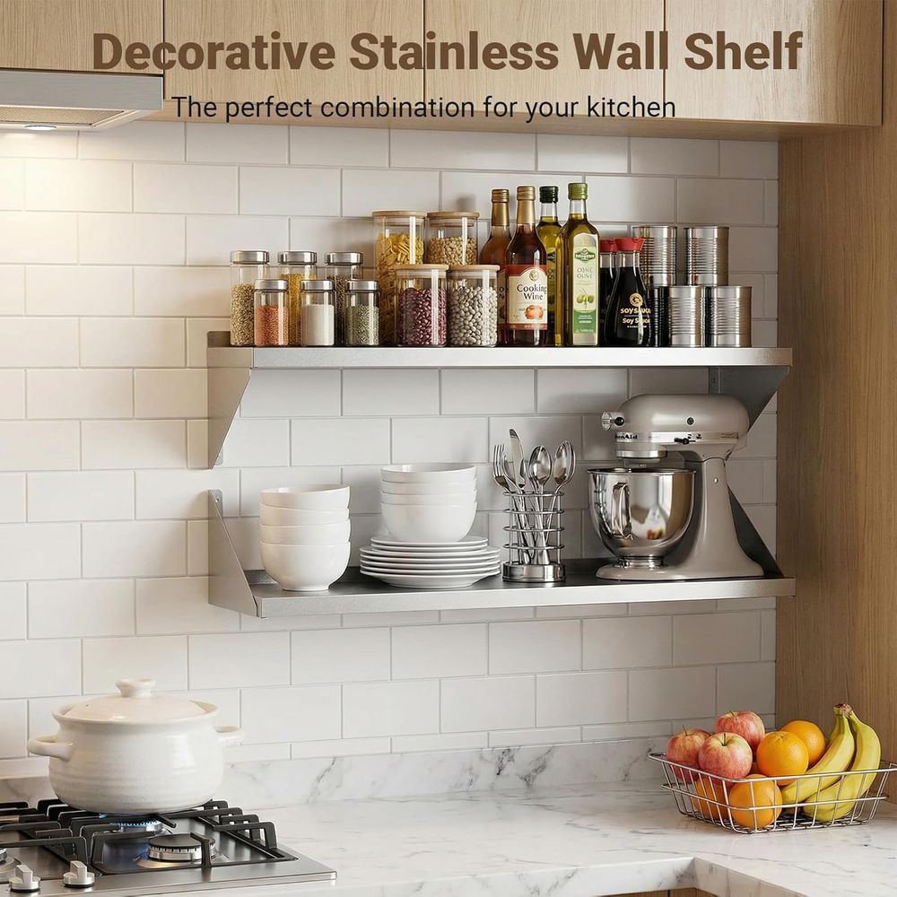 ชั้นวางของติดผนังสแตนเลส ขนาด  - Commercial Kitchen Wall Shelves บทวิจารณ์และราคา