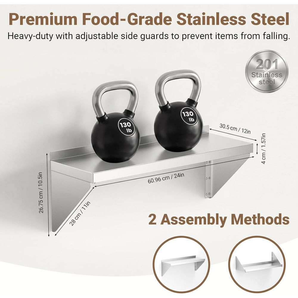 ชั้นวางของติดผนังสแตนเลส ขนาด  - Commercial Kitchen Wall Shelves บทวิจารณ์และราคา